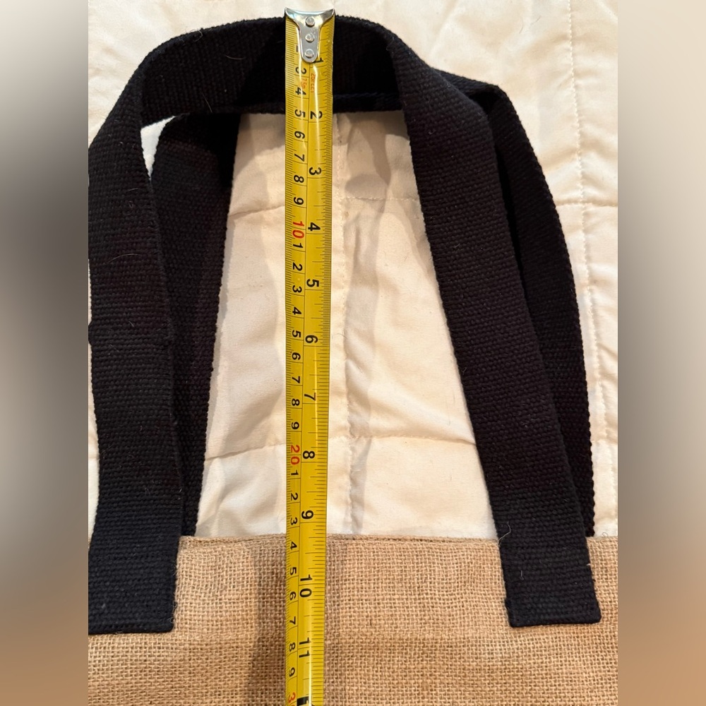 Mary & Martha Ampersand Burlap Lined Tote Bag with Black Handles NEW - Picture 10 of 10